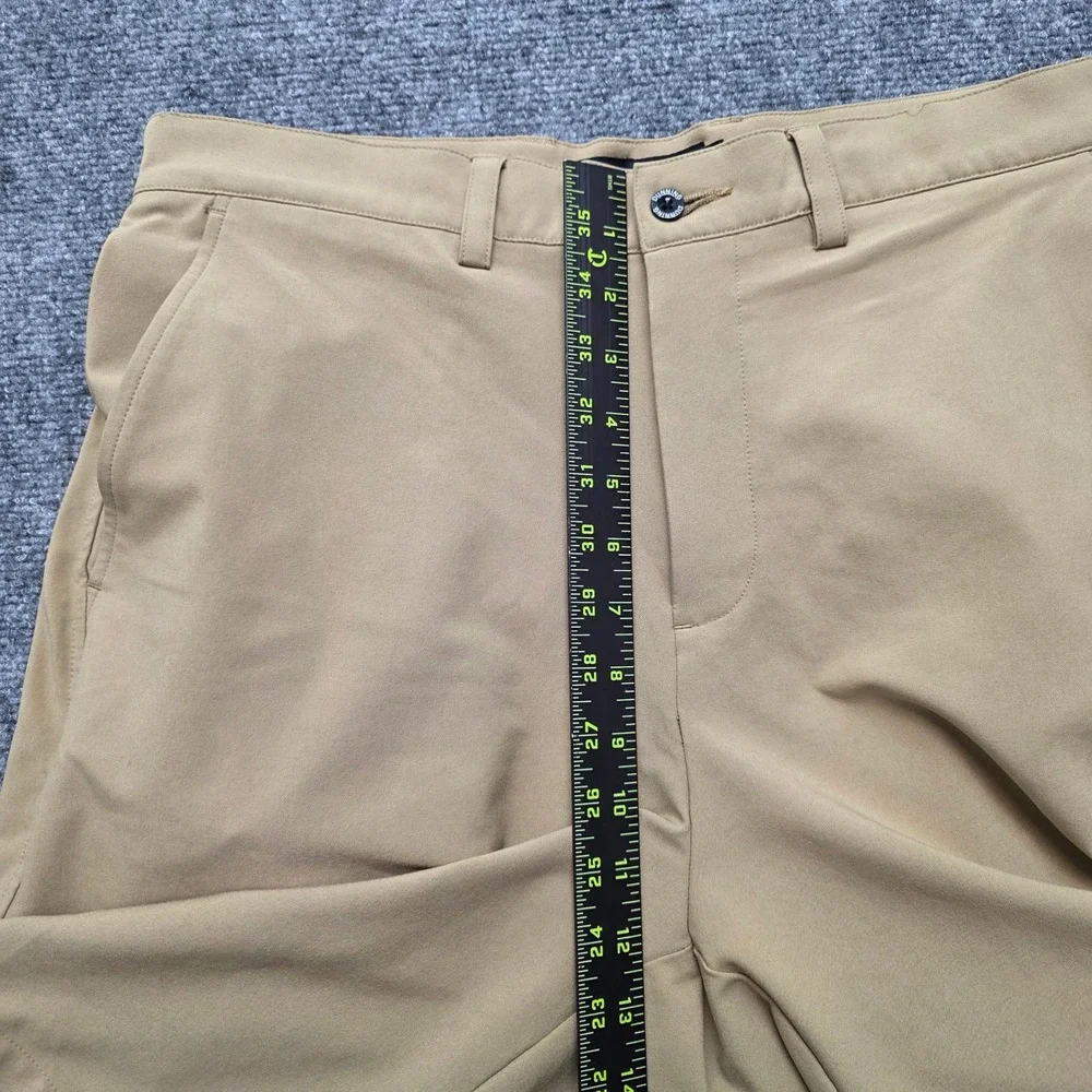 Dunning Golf Shorts Men 32 Khaki Tan Flat Front Performance Stretch Casual Chino